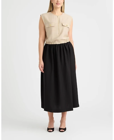 Ellen Tracy Women's Color Block Zip Front Dress