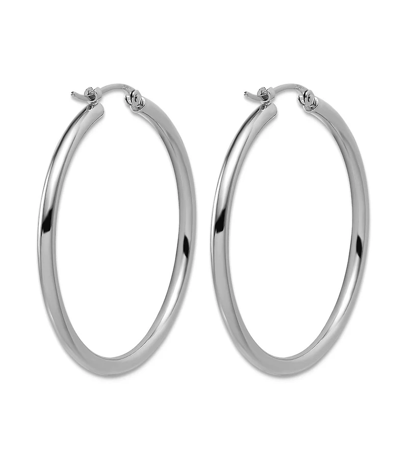 Curata Jewelry Solid 950 Platinum Classic Hoop Earrings