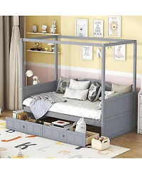 Streamdale Furniture Twin Size Canopy Day Bed with 2 Drawers