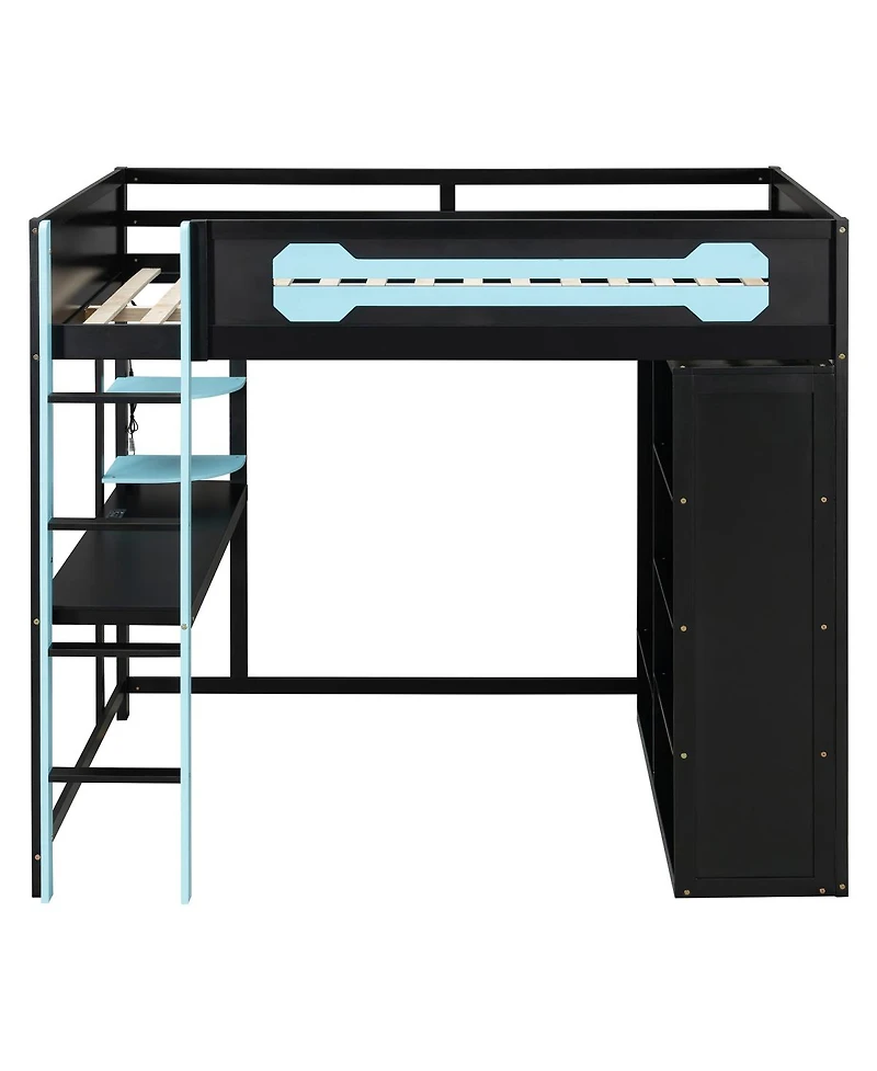 Streamdale Furniture Streamdale Full Size Wood Loft Bed with Desk