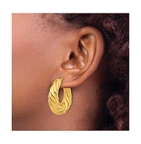 Curata Jewelry Solid 18k Yellow Gold Italian 32mm Scalloped Puffed Hoop Earrings 31.9x31.2mm Wide 10mm Thick Hoop Earring