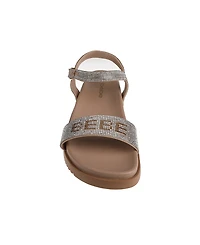 bebe Women's Sandal with Rhinestone Embellished Upper - Elegant and Comfortable