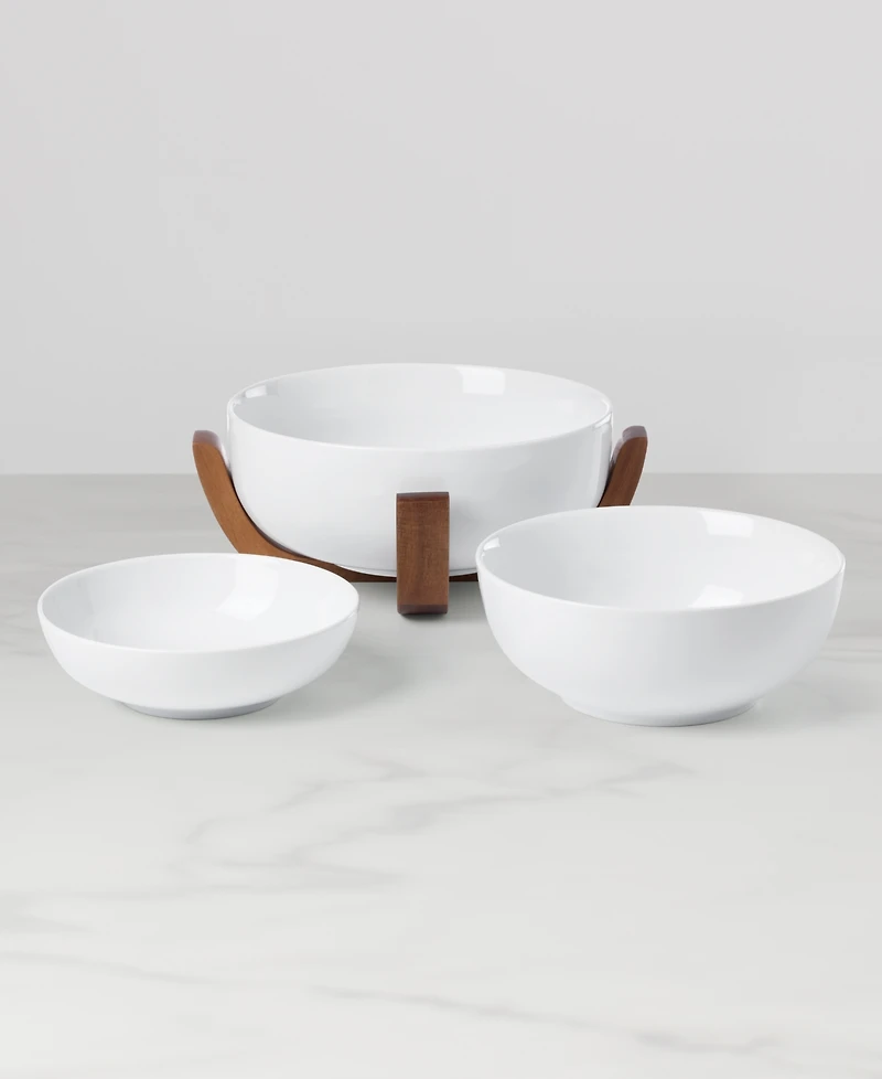 Oneida 24 Seven Colors Nesting Bowls With Wood Stand, Set of 4