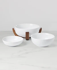Oneida 24 Seven Colors Nesting Bowls With Wood Stand, Set of 4