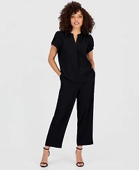 Anne Klein Essentials Petite Textured Tulip-Sleeve Top