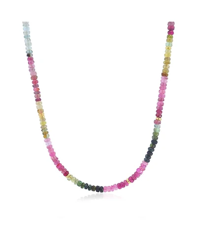 The Lovery Rainbow Tourmaline Bead Necklace 14K Gold