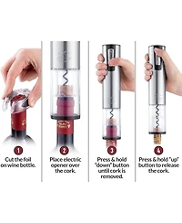 Electric Wine Opener With Charging Base and Foil Cutter - Stainless Steel Automatic Wine Bottle Opener