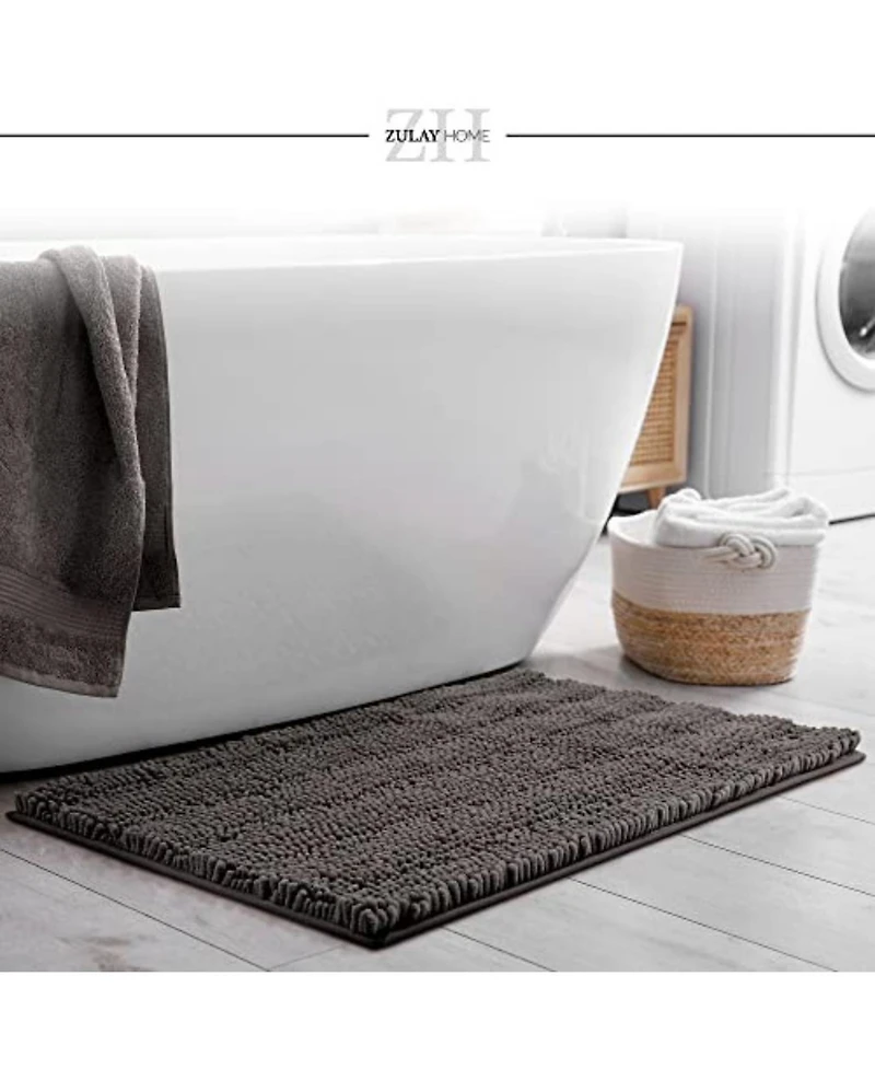 Zulay Kitchen Soft Shaggy Microfiber Ultra Absorbent Bathroom Rug 20x32