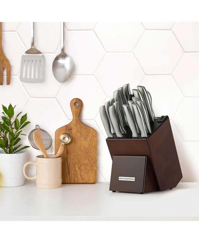 Zulay Kitchen 18 Piece Stainless Steel Knife Set with Block and Sharpener