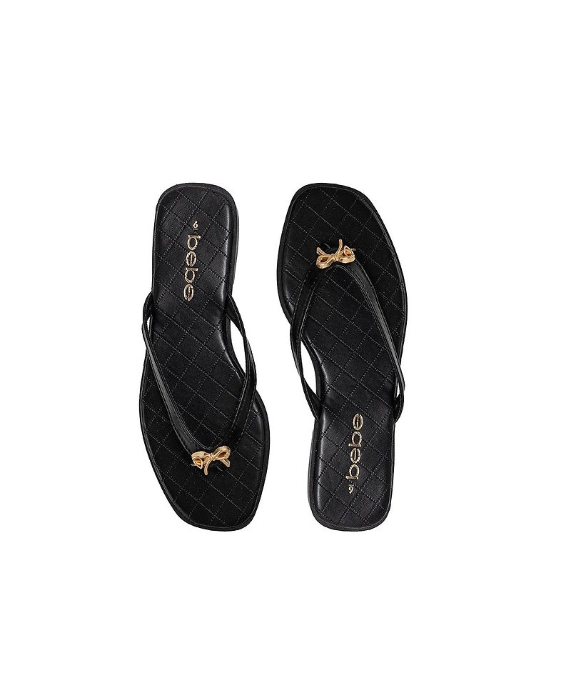 bebe Women's Bow Charm Flat Sandals