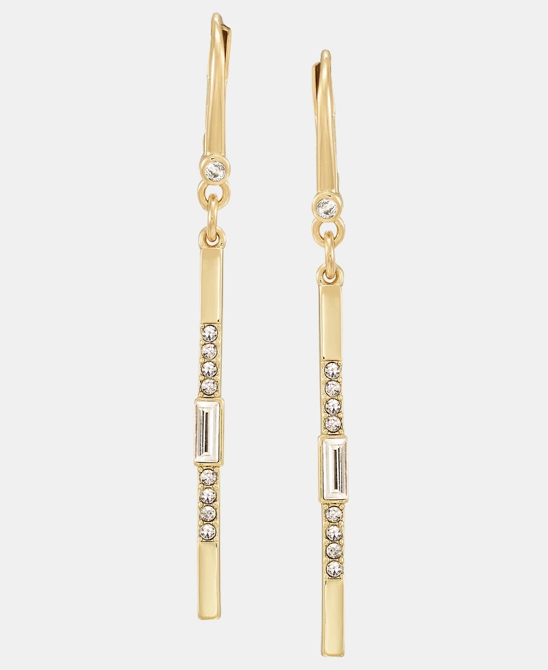 Dkny Gold-Tone Drama Crystal Pave Bar Linear Earrings