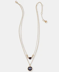 Dkny Jet Two Row Cabachon Pendant Necklace