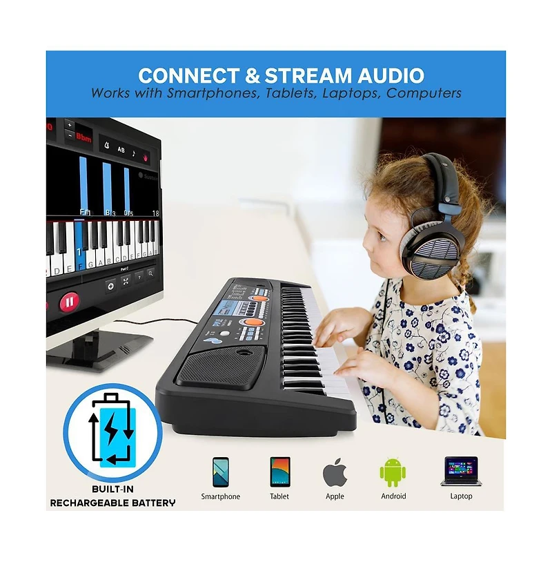 Portable Piano Keyboard & Microphone