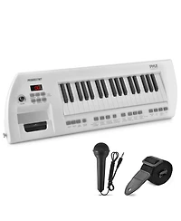 Pyle Electric Piano, 37-Key Music Keyboard, Built-in Stereo Speakers, Rechargeable Battery, Wired Microphone