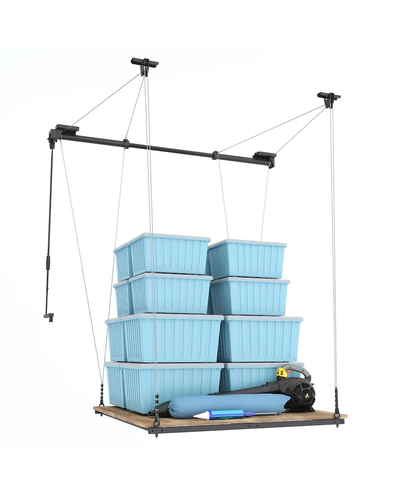 Fleximounts GL2FB-e – 4×4 Ft Garage Lifting Storage Rack, Frame-only (Black)