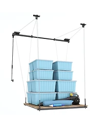 Fleximounts GL2FB-e – 4×4 Ft Garage Lifting Storage Rack, Frame-only (Black)