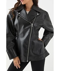 MissPap Women's Faux Leather Biker Jacket