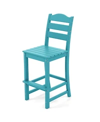 Gymax Set of 2 Hdpe Bar Stool Patio Tall Chair Backrest Footrest All Weather