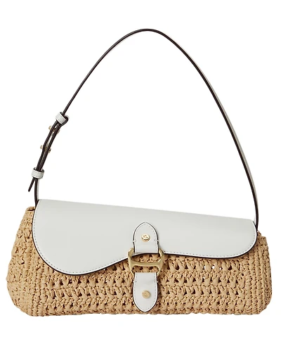Lauren Ralph Lauren Straw-Leather Small Tasha East-West Shoulder Bag