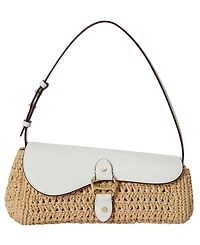 Lauren Ralph Lauren Straw-Leather Small Tasha East-West Shoulder Bag