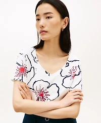 Tommy Hilfiger Women's Printed Ribbed V-Neck T-Shirt