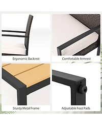 Gymax 4 Pieces Patio Furniture Set Pe Rattan Porch Chairs w/ Loveseat & Coffee Table