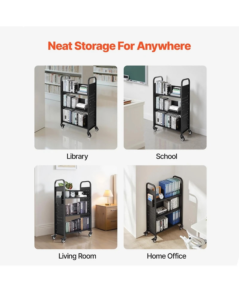 Rainsken Rolling Library Book Cart