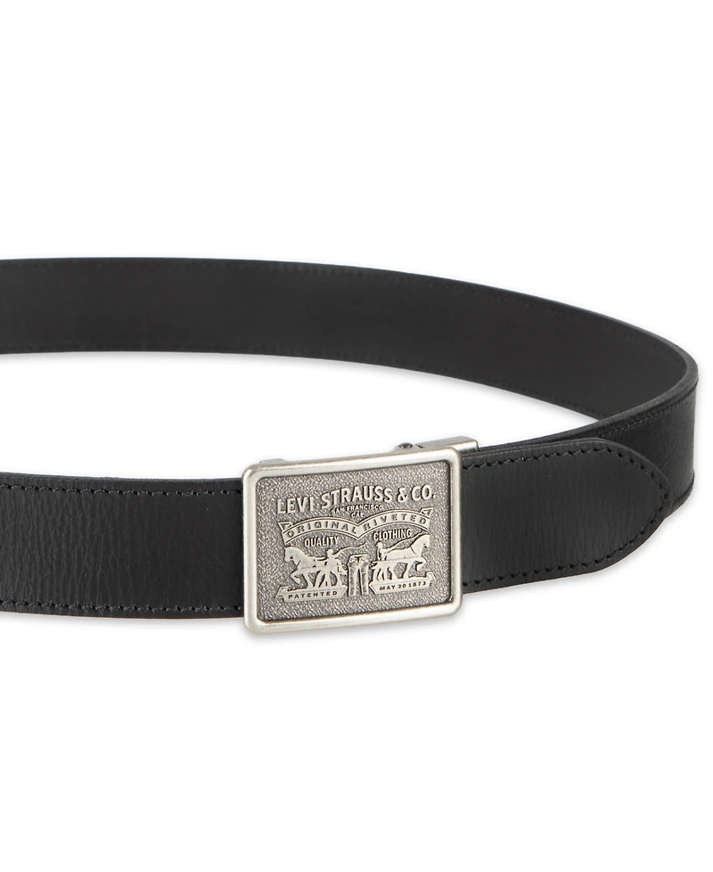 Levi's Men's Leather Plaque-Buckle Belt