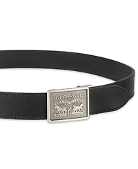 Levi's Men's Leather Plaque-Buckle Belt