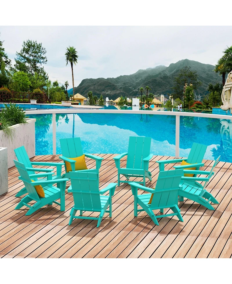 WestinTrends 8-Piece Modern Poly Folding Adirondack Chair Set