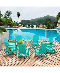 WestinTrends 8-Piece Modern Poly Folding Adirondack Chair Set