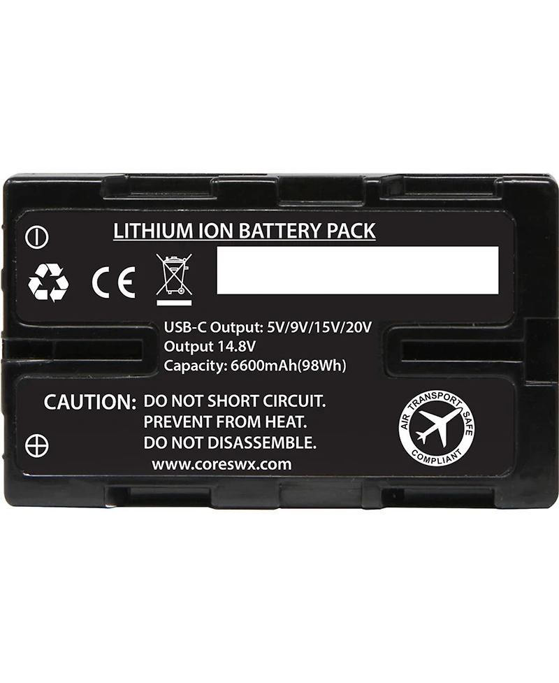 Core Swx Nano-U98X 98Wh 14.8V 6600mAh Bp-u Series Li-Ion Battery for Select Sony Cameras with 45W Usb-c Pd Wall Charger