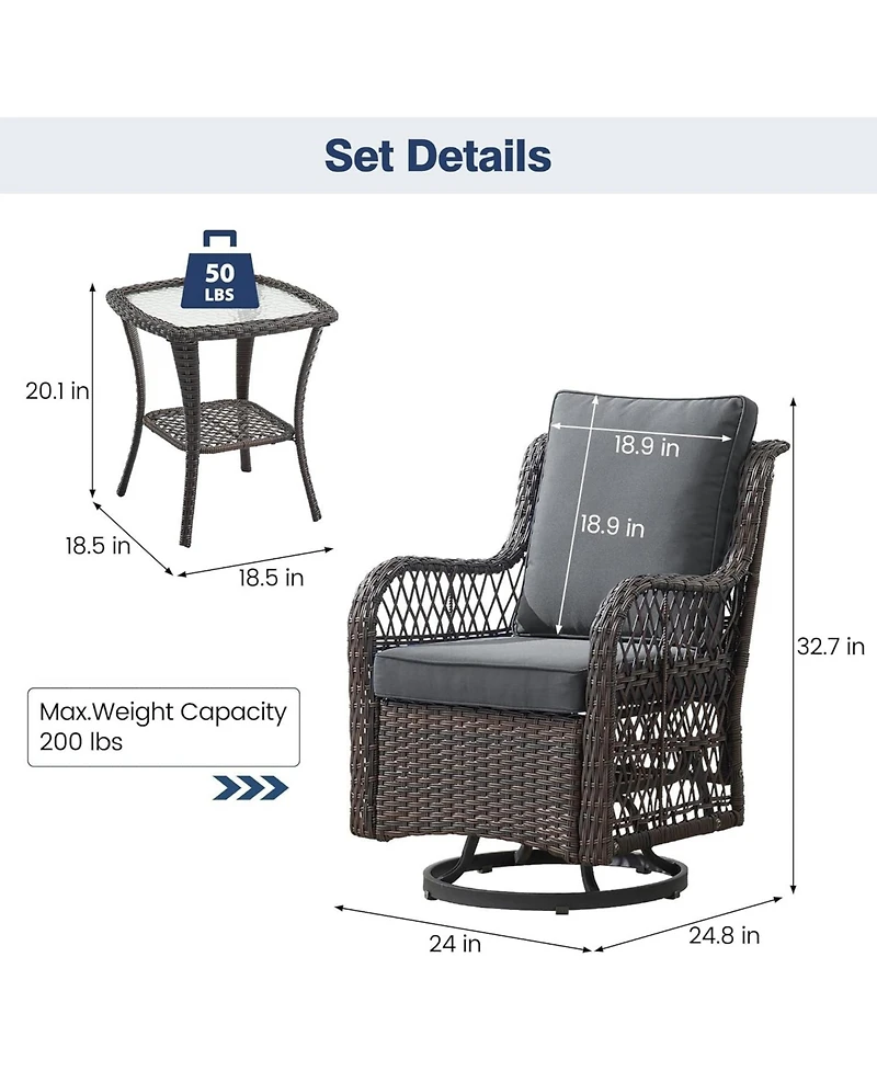 gaomon 3-Piece Outdoor Patio Bistro Set