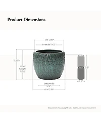 LuxenHome 11.8-Inch Tall Round Ceramic Planter, Bark Texture with Glossy Glaze