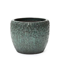LuxenHome 11.8-Inch Tall Round Ceramic Planter, Bark Texture with Glossy Glaze