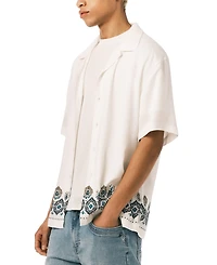 Buffalo David Bitton Men's Embroidered Border Print Camp Shirt