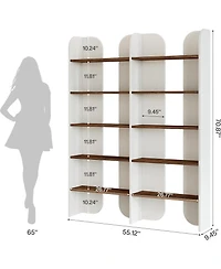Tribesigns 5-Tier Farmhouse Bookshelf, 70.87-Inch Tall Double Wide Bookcase