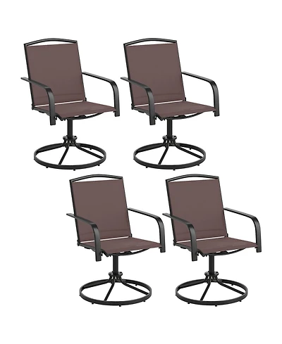 Gymax Patio Swivel Chairs Set of 4 w/ High Back & Round Metal Base for Backyard