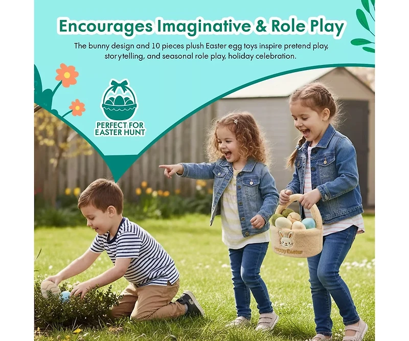 Sperric Easter Plush Bunny with Carrot & Easter Egg Plush Basket Toy Set, Cute Easter Stuffed Animals, Easter Basket Stuffer Toys for Newborns