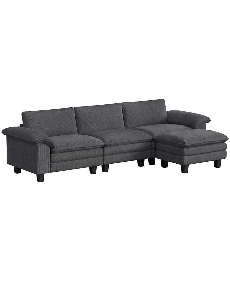 Homcom Sectional Sofa, L Shaped Couch with Deep Seat, Ottoman