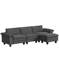 Homcom Sectional Sofa, L Shaped Couch with Deep Seat, Ottoman
