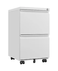 Rainsken 2 Drawer Mobile File Cabinet, Under Desk Filing Cabinet on Wheels, Metal Vertical Storage Cabinet with Lock for Legal/Letter/A4 File