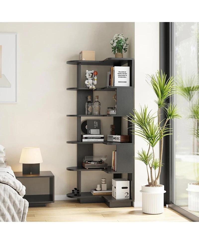 Rainsken 5-Tier Corner Bookshelf