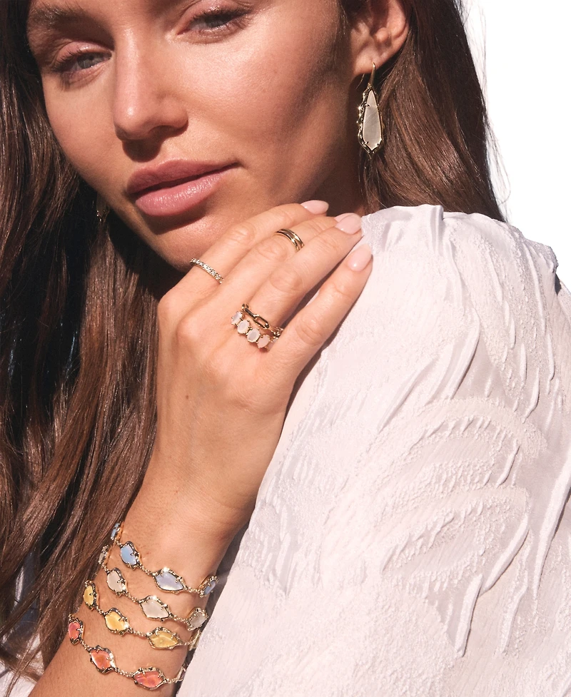 Kendra Scott Imitation Pearl and 14k Gold Over Brass Adriana Scallop Frame Chain Bracelet