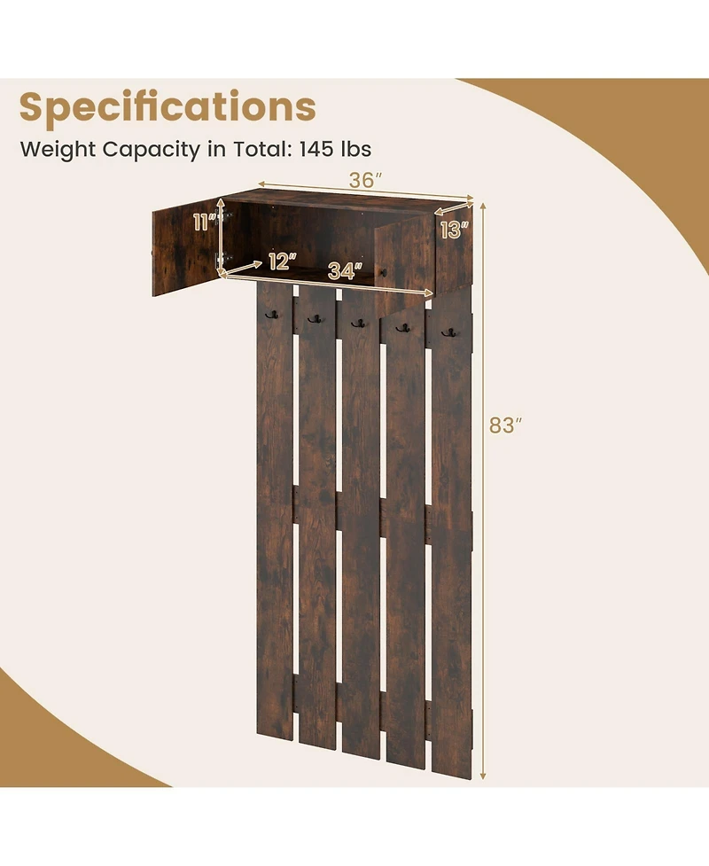 Sugift Entryway Wall Coat Rack Wall Mounted Coat Clothes Rack