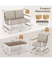 Gymax Set Of 4 Patio Furniture Set Patio Loveseat Sofa w/ a Coffee Table 2 Single Couch