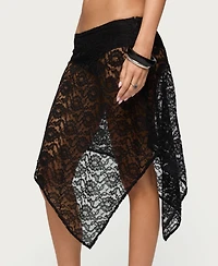 Edikted Women's Sheer Lace Handkerchief Midi Skort