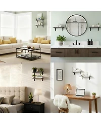 Yigii Wooden Wall Shelves Set of 2 - Easy Install, Sturdy, Multi-Use