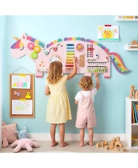 Mecale 11-in-1 Dinosaur Activity Wall Busy Board Panels for Toddlers