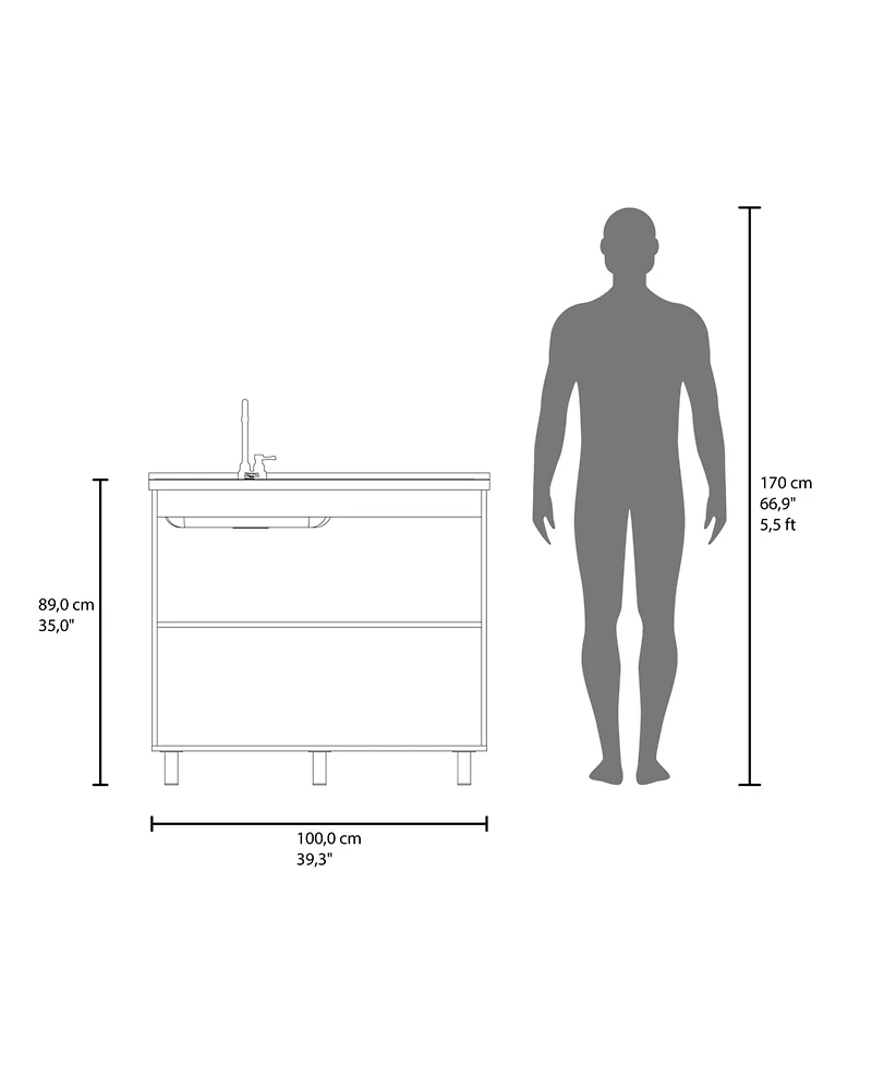 Fm Furniture Utility Sink Cabinet with 2 Doors and 3 Shelves
